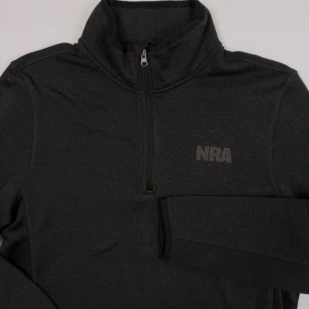 NRA National Rifle Association Mens Large Quarter Zip Pullover Gray Black Fleece